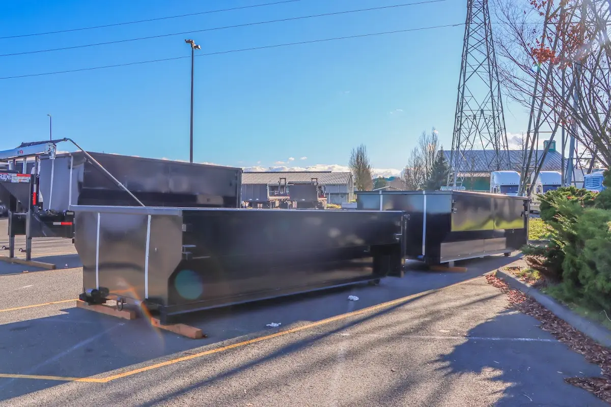 Roll-off dumpster ready for waste disposal at job site for Roofing Dumpster Rental in Pearland